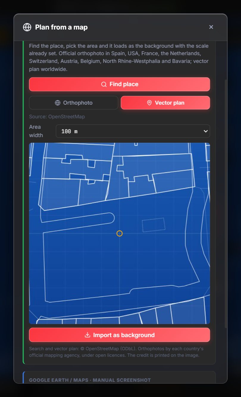 N·PLOT Plan from a map window with the vector plan of a square ready to import as background